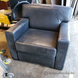 Black Soft Supple Leather Sofa Arm Chair